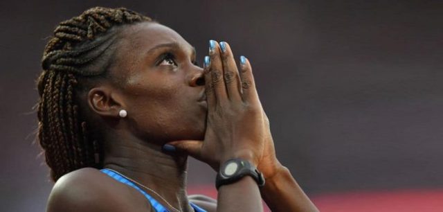 female athlete praying