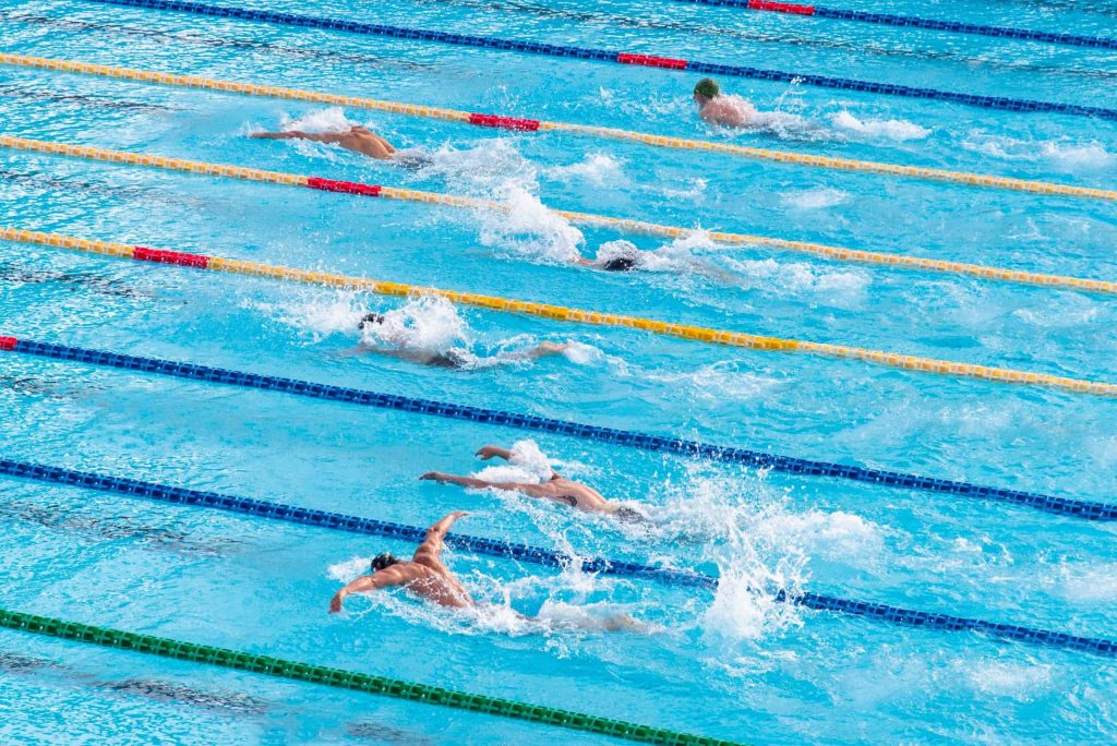 Aquatic swimmers racing