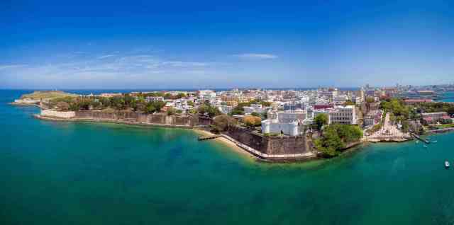 Aerial view of the island of Puerto Rico