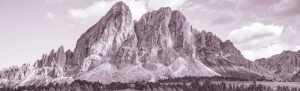 Purple-pink tinted picture of mountains