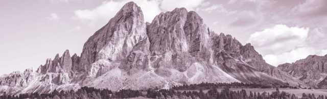 Purple-pink tinted picture of mountains
