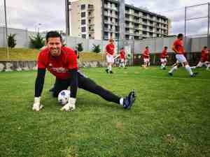 Soccer playing stretching