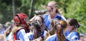 team of female softball players