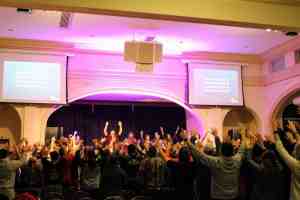 Wide shot of stage at Great Lakes Winter Retreat