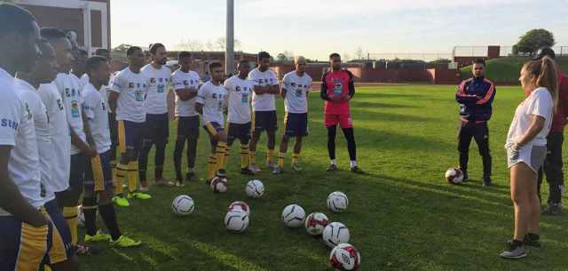 soccer athletes being trained