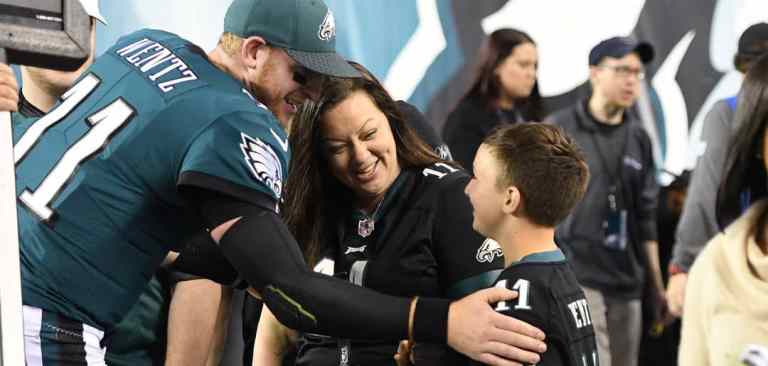 Carson Wentz with kid
