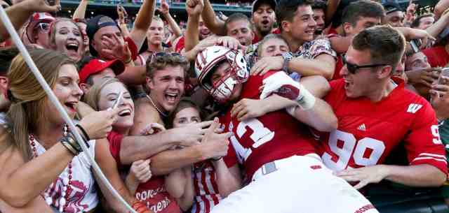 american college football player with fans