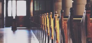 pews and aisle in a church