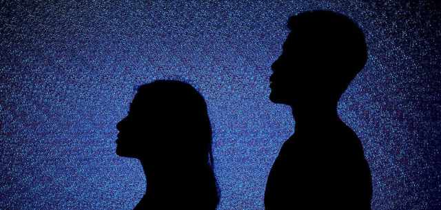 silhouettes of woman and man