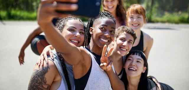 girls taking a selfie together