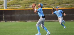 Baseball athlete catching ball