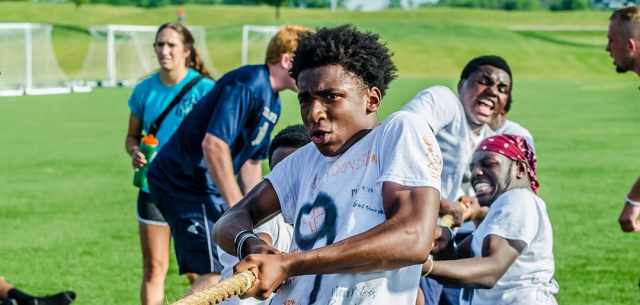 athlete playing tug-of-war