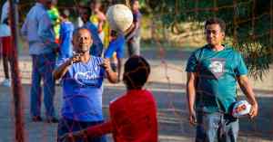 people practicing soccer