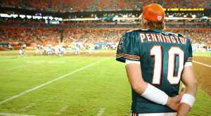 Chad Pennington, american football player, stares out at the field