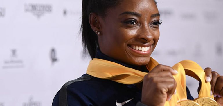 Simone Biles with two gold medals