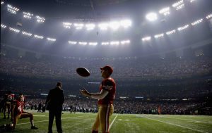 american football quarterback Tyrod Taylor during Super Bowl XLVII