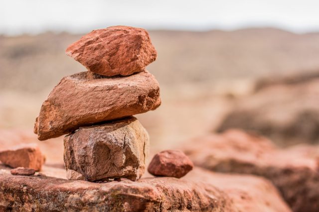stacked red rocks