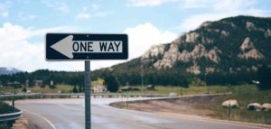 one way road sign