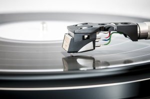 Needle on a record being played.