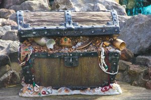 Treasure chest overflowing with treasures