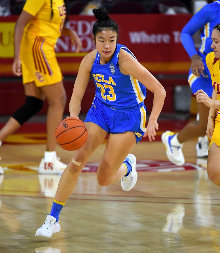 Natalie Chou of UCLA dribbling basketball