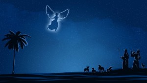 Shepherds in the field seeing an angel