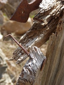 old broken door hinge