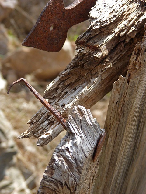 old broken door hinge