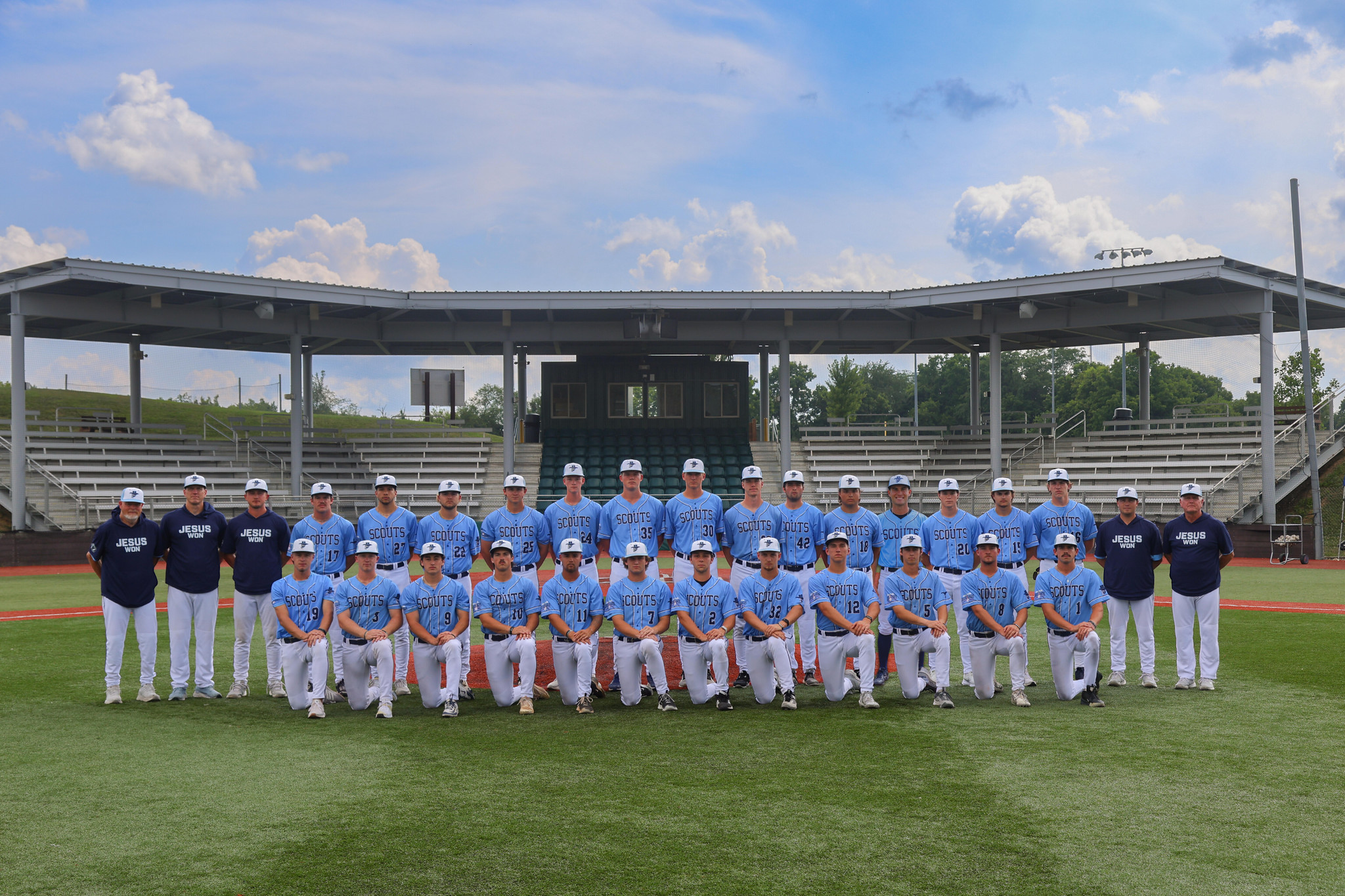 The 2026 Xenia Scouts team and coaches lined up on the field