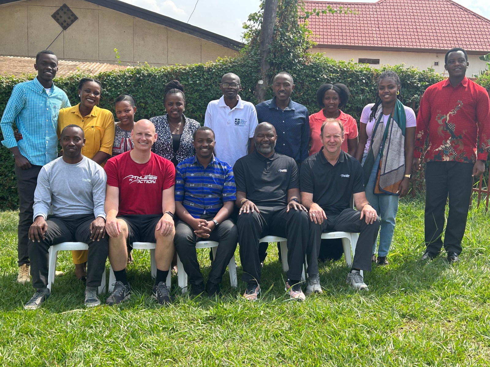 AIA staff and local players together at a basketball outreach in Africa